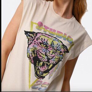 Zadig & Voltaire - XS - Cecilia Jaguard Strass Cotton Graphic Muscle Tee